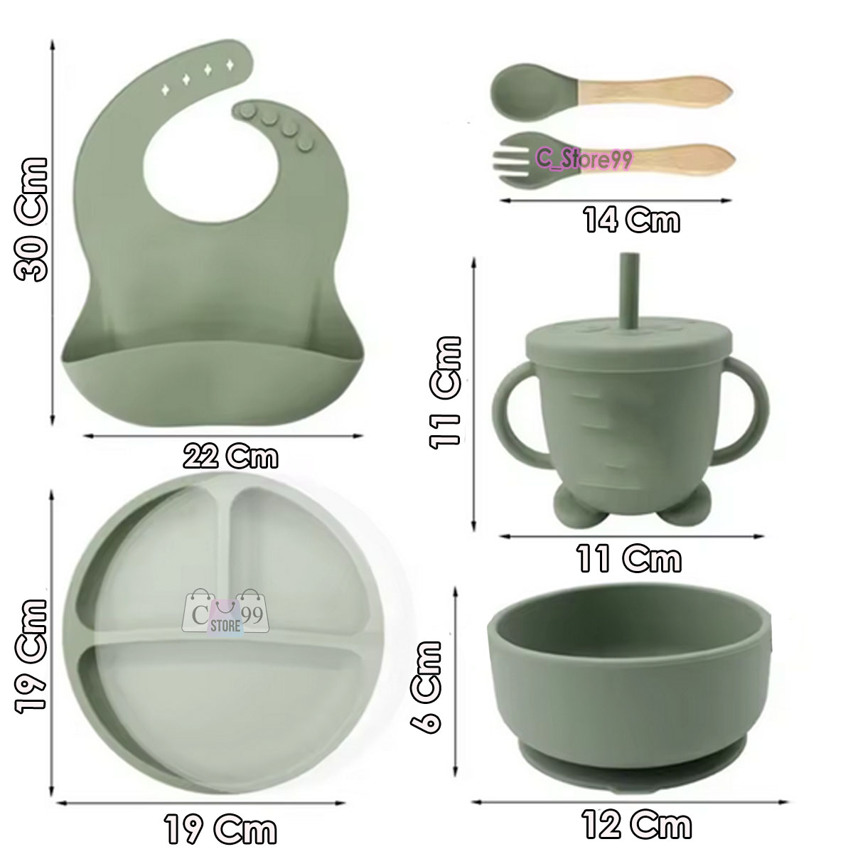 Vista 5 de Vajilla Silicona Para Bebés Con Babero